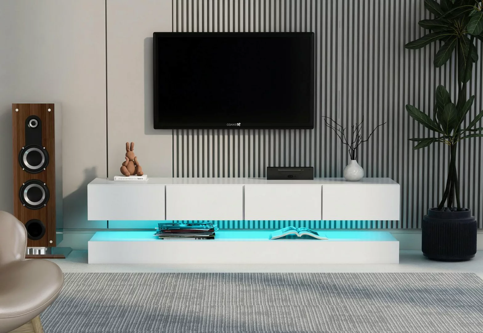 REDOM TV-Schrank LED TV Lowboard,Wandmontierter,TV-Ständer (Weiß 130*33*15c günstig online kaufen