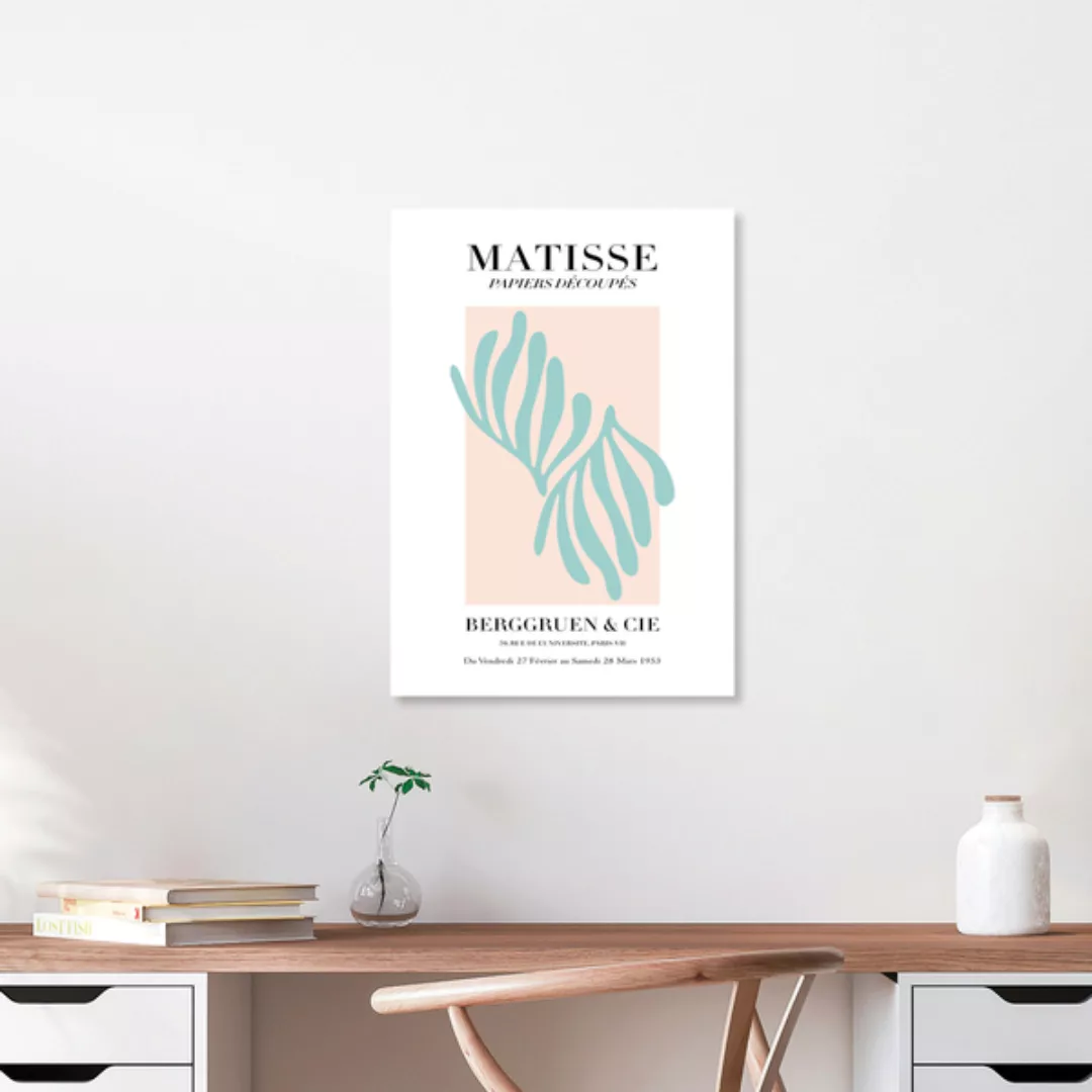 Poster / Leinwandbild - Matisse – Rosa-grünes Botanisches Design günstig online kaufen