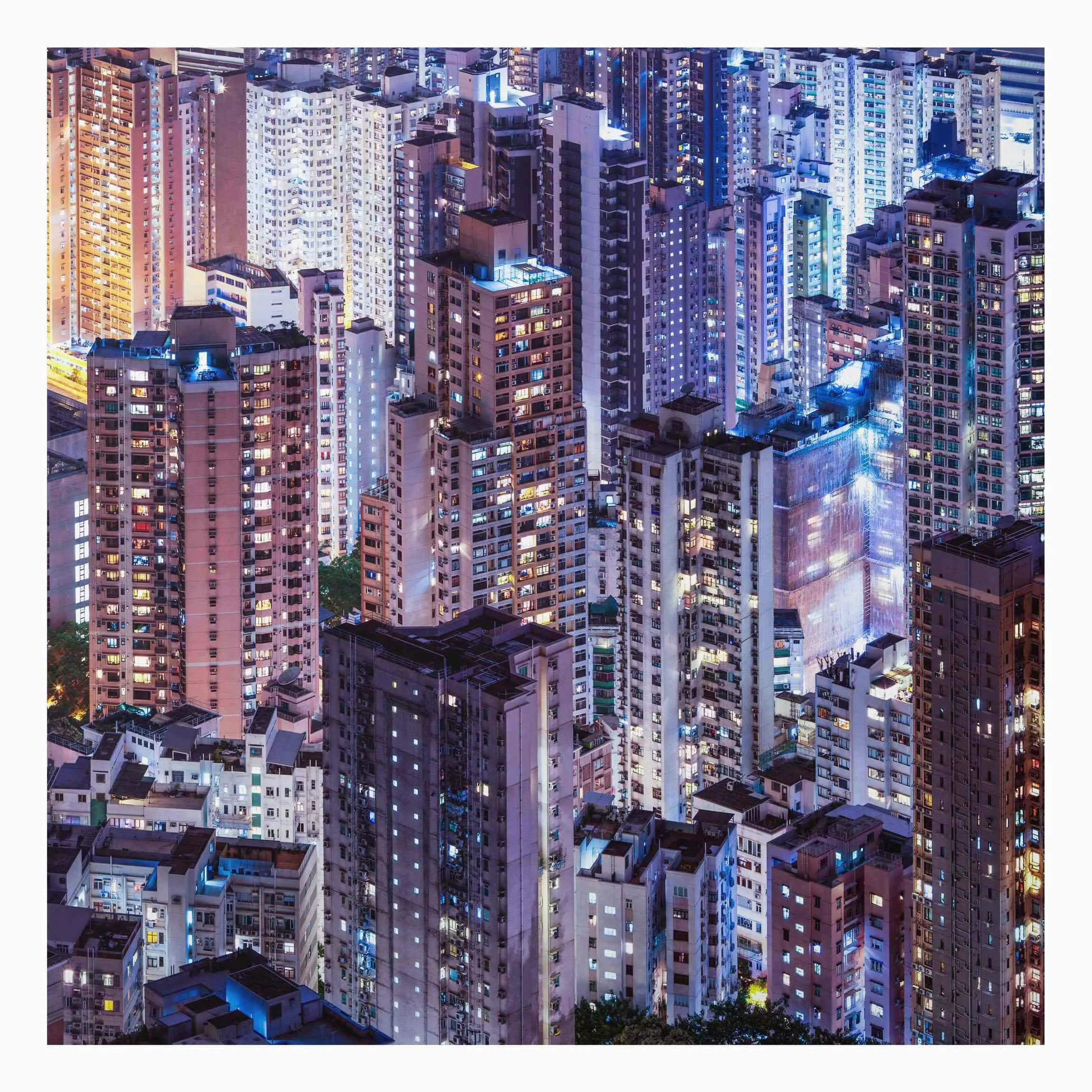 Alu-Dibond Bild Hongkong Lichtermeer günstig online kaufen
