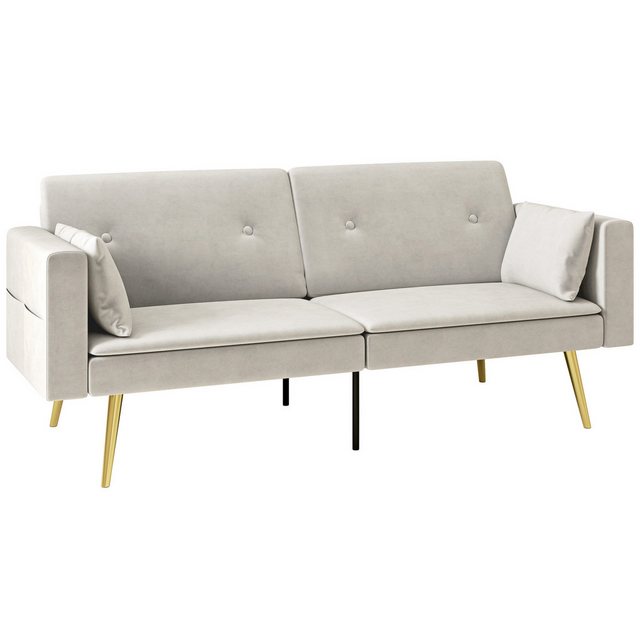 HOMCOM Schlafsofa mit Verstellbar Rückenlehne, Seitentasche, 2er-Sofa 1 Tei günstig online kaufen