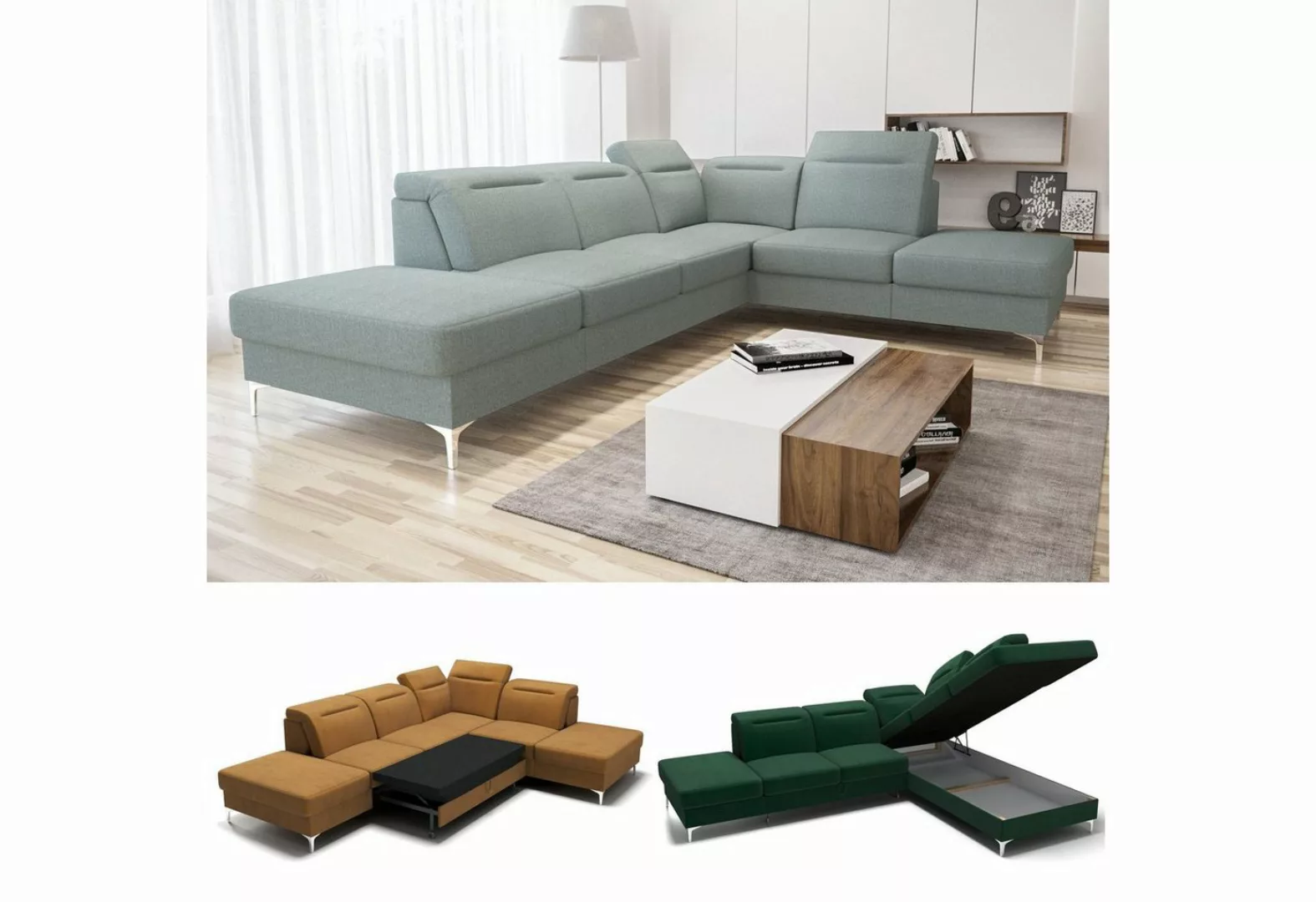 Möbel für Dich Ecksofa Oslo, Komfortsitzhöhe, mit Schlaffunktion und Bettka günstig online kaufen