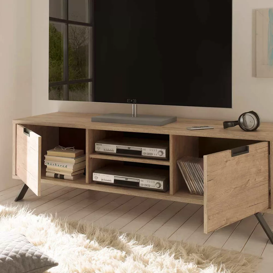TV Board im Retro Design Eiche günstig online kaufen