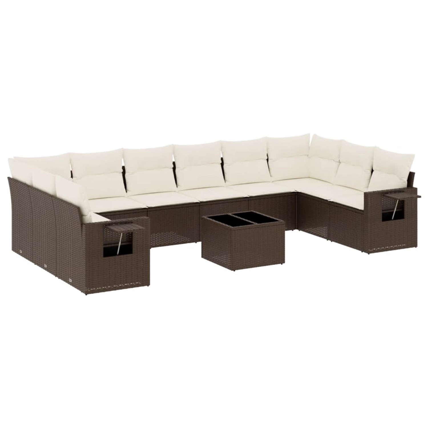 vidaXL 11-Tlg Garten-Sofagarnitur mit Kissen Braun Poly Rattan 3253020 günstig online kaufen