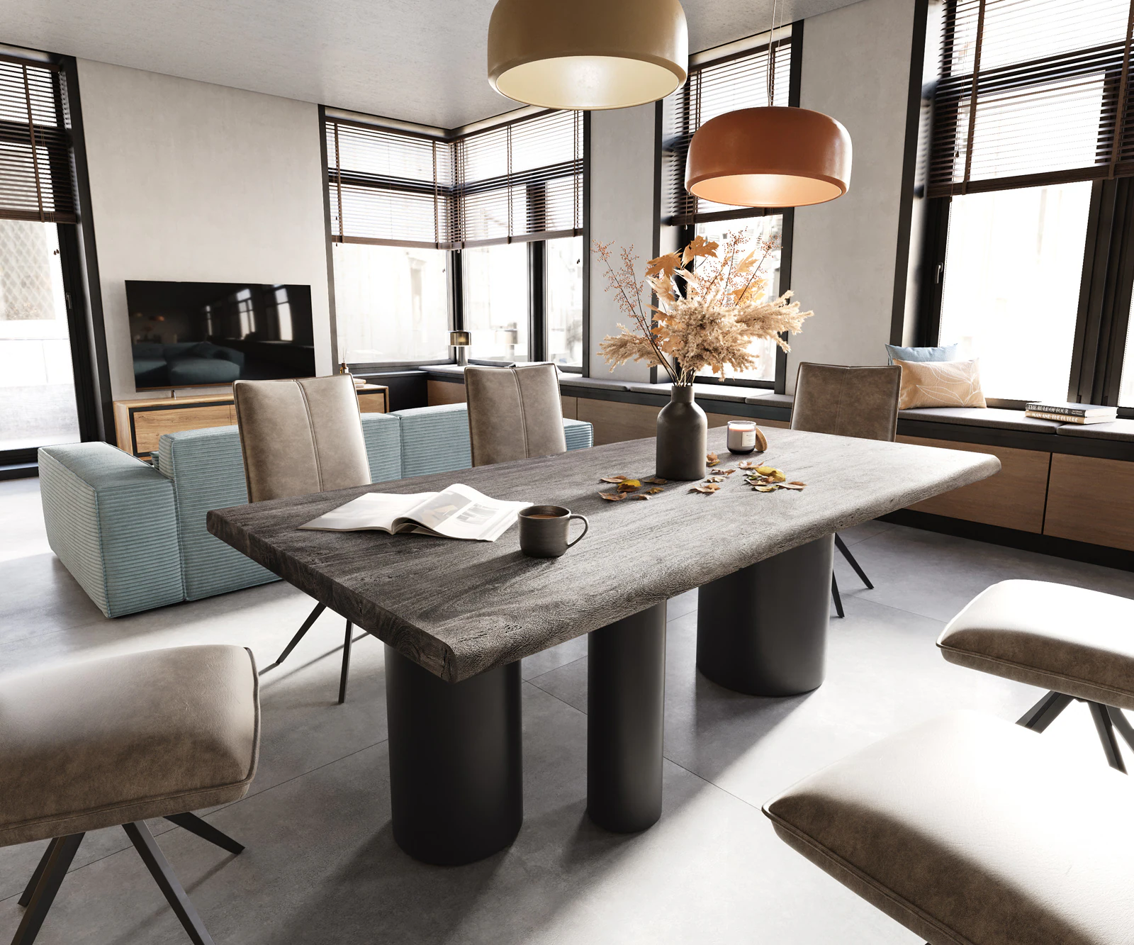 DELIFE Esstisch Edge, Akazie Platin 200x100 günstig online kaufen