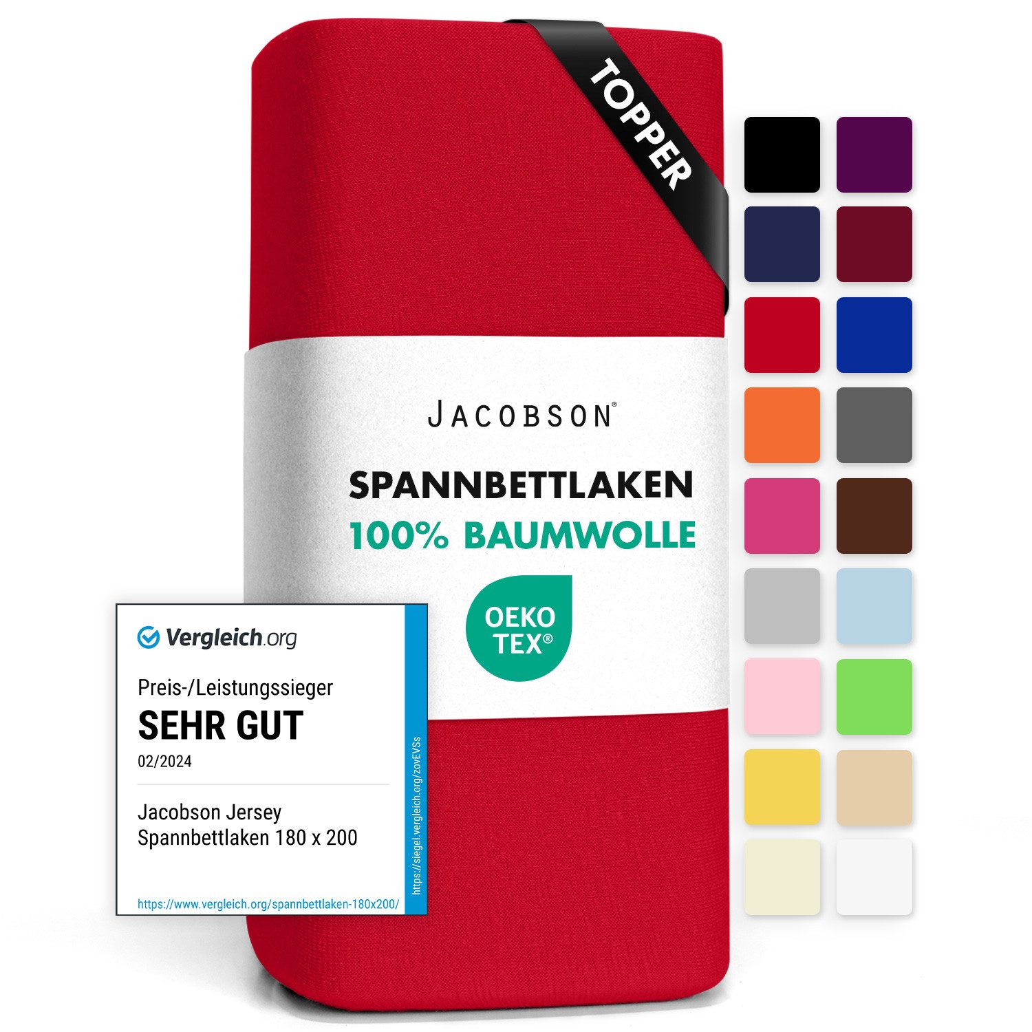 Jacobson Spannbettlaken TOPPER aus 100% Baumwolle, günstig online kaufen