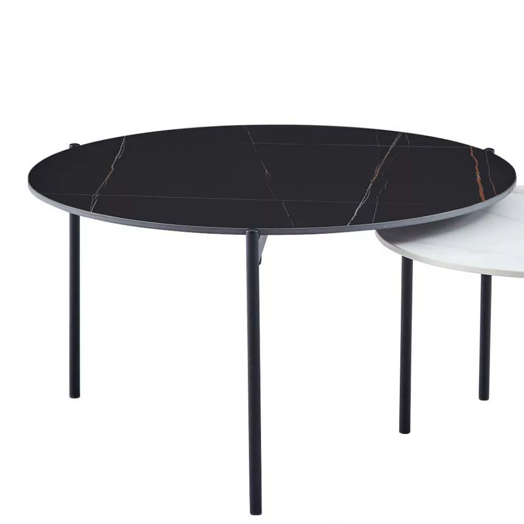 Sofa Tisch Set Marmor Optik in Weiß und Schwarz Dreifußgestell (zweiteilig) günstig online kaufen