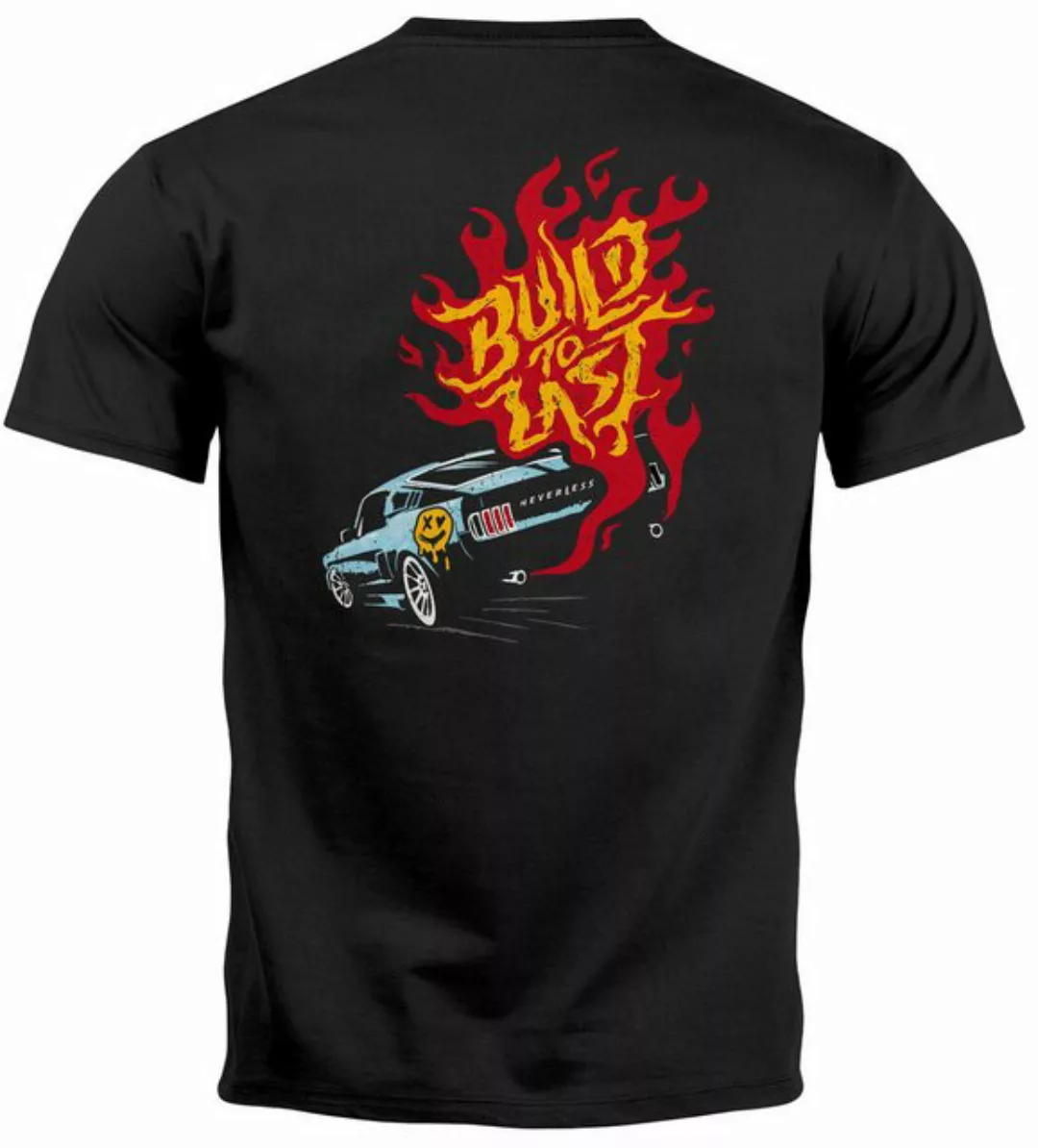 Neverless Print-Shirt Backprint T-Shirt Herren Verbrenner Auto Benzin Flamm günstig online kaufen