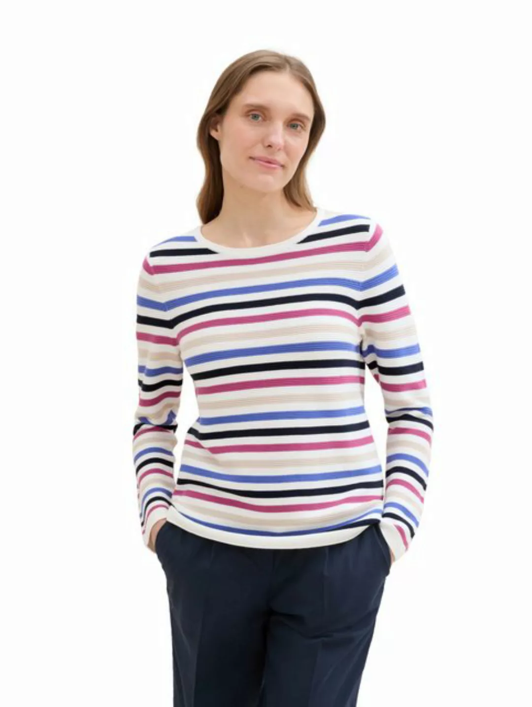 TOM TAILOR Strickpullover, in Streifen Stuktur günstig online kaufen