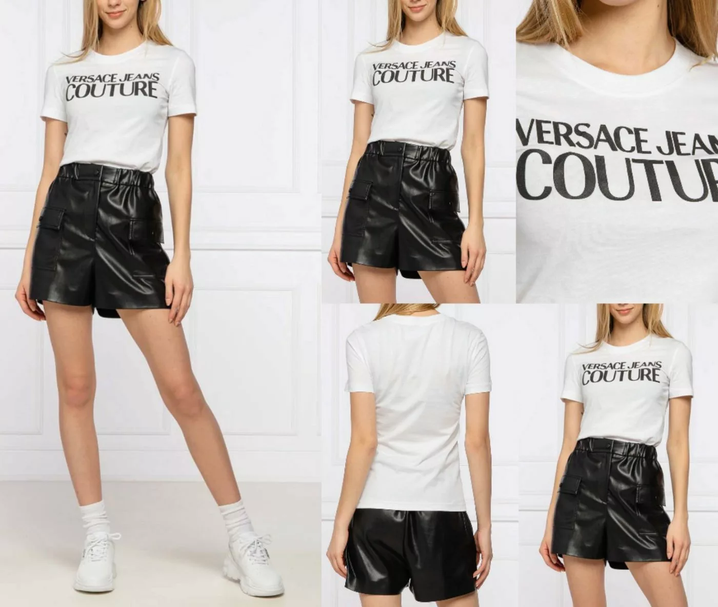 Versace T-Shirt VERSACE JEANS COUTURE CREW NECK Logo Top Cotton T-shirt Blu günstig online kaufen