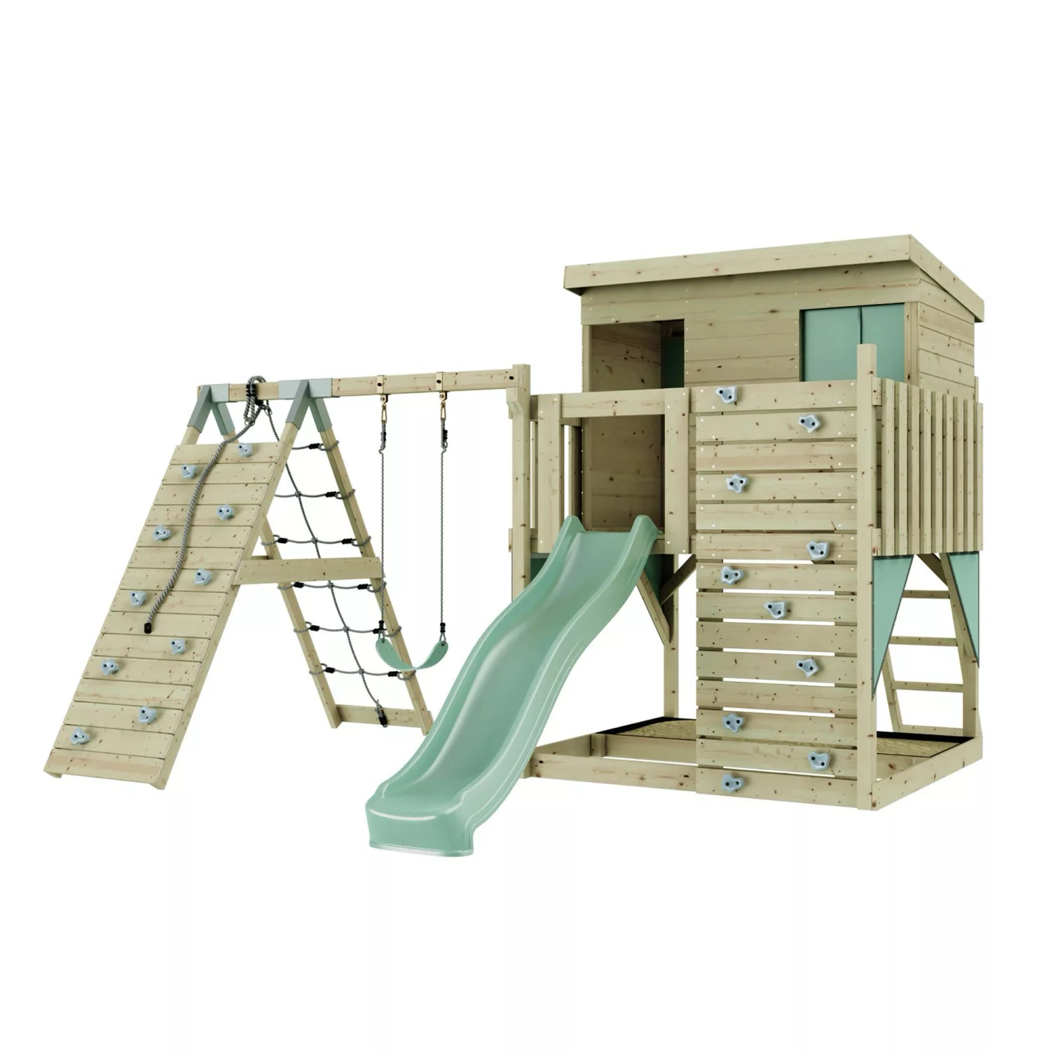 PolarPlay Spielturm Emil, mit Kinderschaukel, Mintgrün günstig online kaufen