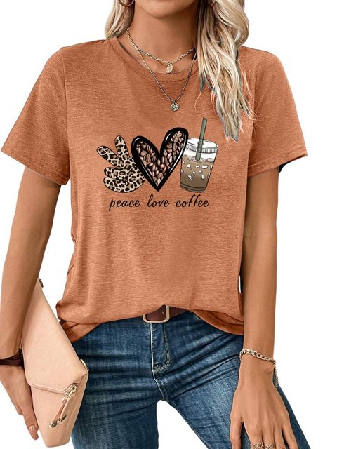 PYL T-Shirt Damen Farbe Sommer Casual Elastizität T-Shirt mit Print Tee günstig online kaufen