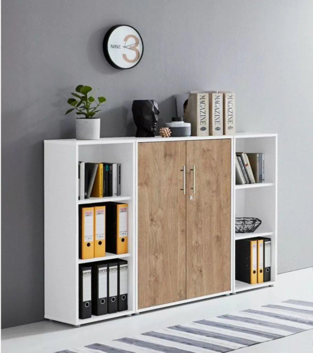 BMG Möbel Aktenschrank Office Edtion (Set 2 Weiß/ Gold Harbor Oak, Büroschr günstig online kaufen