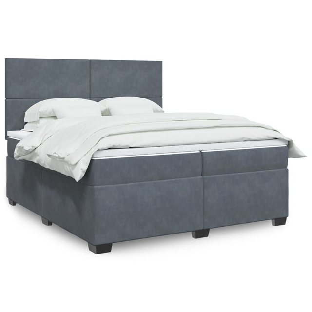 vidaXL Boxspringbett, Boxspringbett mit Matratze Dunkelgrau 200x200 cm Samt günstig online kaufen