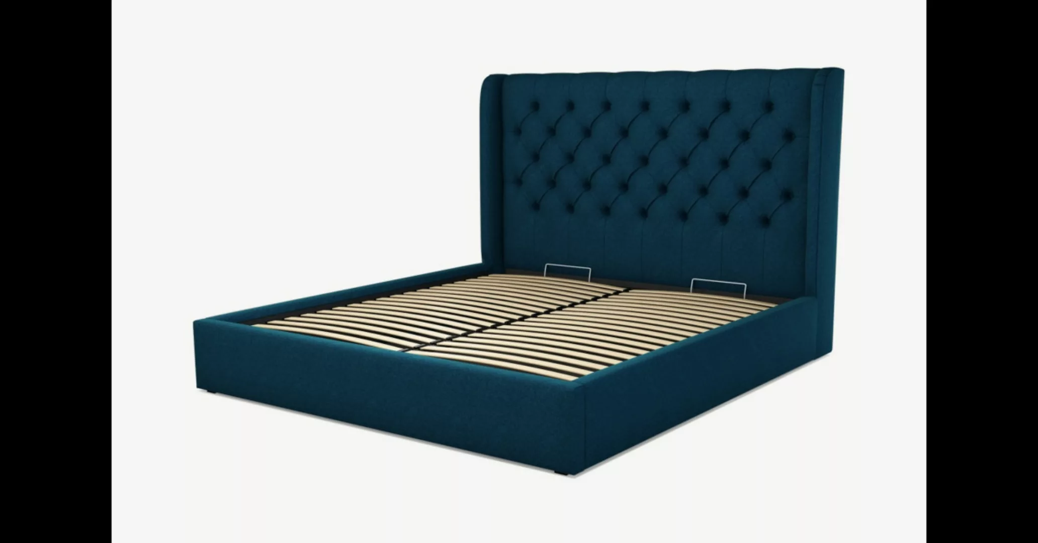 Romare Polsterbett mit Bettkasten (180 x 200 cm), Shetlandblau - MADE.com günstig online kaufen