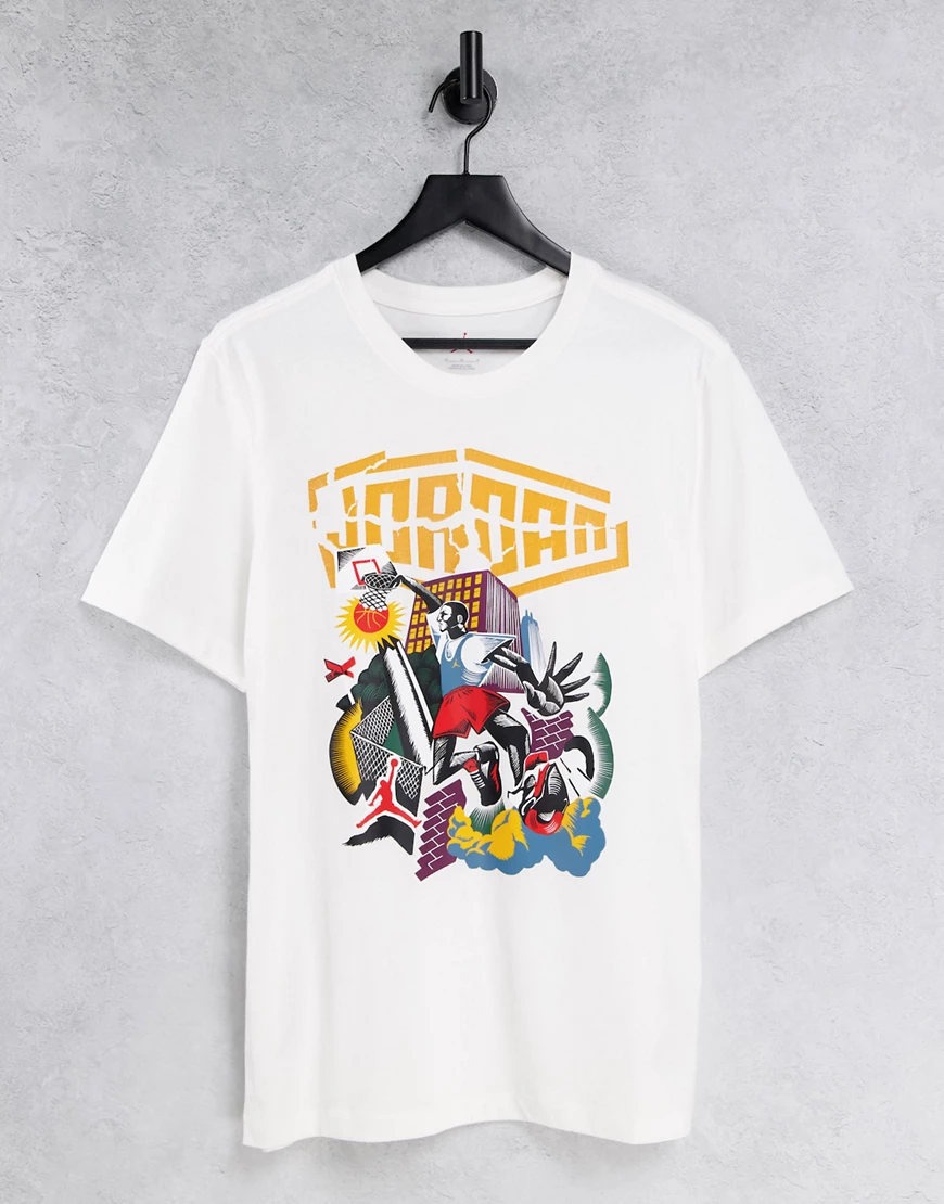 Nike – Jordan – T-Shirt in Weiß mit Print auf der Brust günstig online kaufen