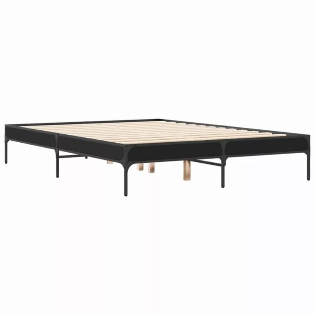 vidaXL Bett Bettgestell Schwarz 135x190 cm Holzwerkstoff und Metall günstig online kaufen