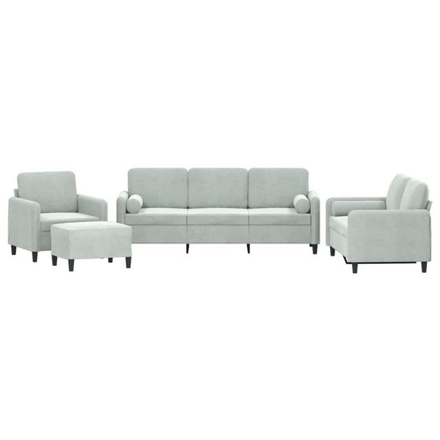 vidaXL Sofa Sofagarnitur Set mit Kissen Samt, 4-tlg., Hellgrau günstig online kaufen