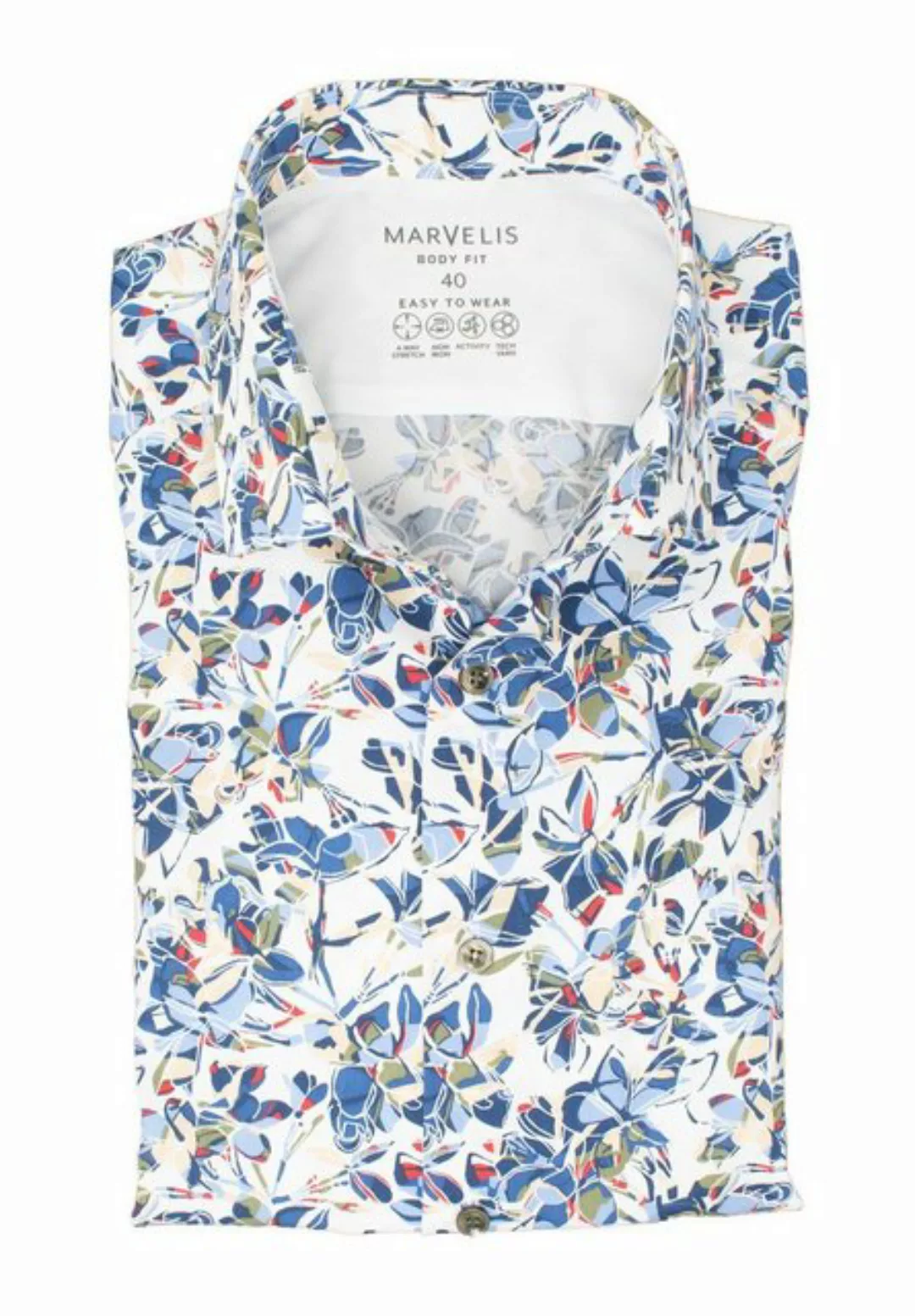 MARVELIS Businesshemd Easy To Wear Hemd - Body Fit - Langarm - Florales Mus günstig online kaufen