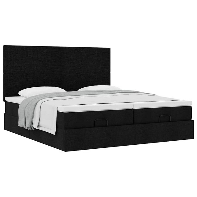 vidaXL Bett, Ottoman-Bett mit Matratzen & LEDs Schwarz 160x200 cm Stoff günstig online kaufen