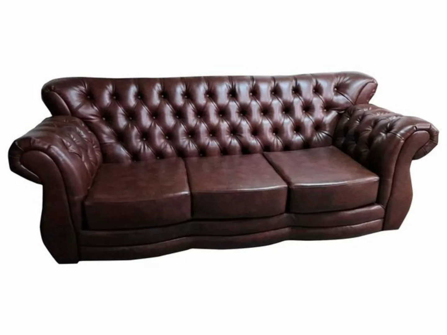 JVmoebel Sofa, Chesterfield Sofa 3 Sitzer Ledersofa Luxus Sofas Couch Braun günstig online kaufen