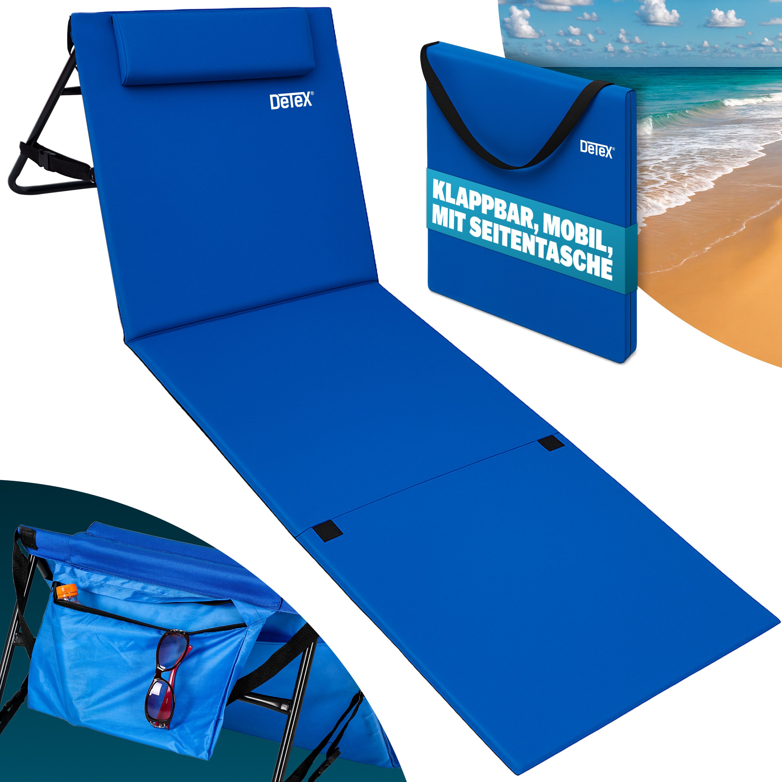 Detex Gartenliege, Rückenlehne Gepolstert Blau Reißverschluss günstig online kaufen