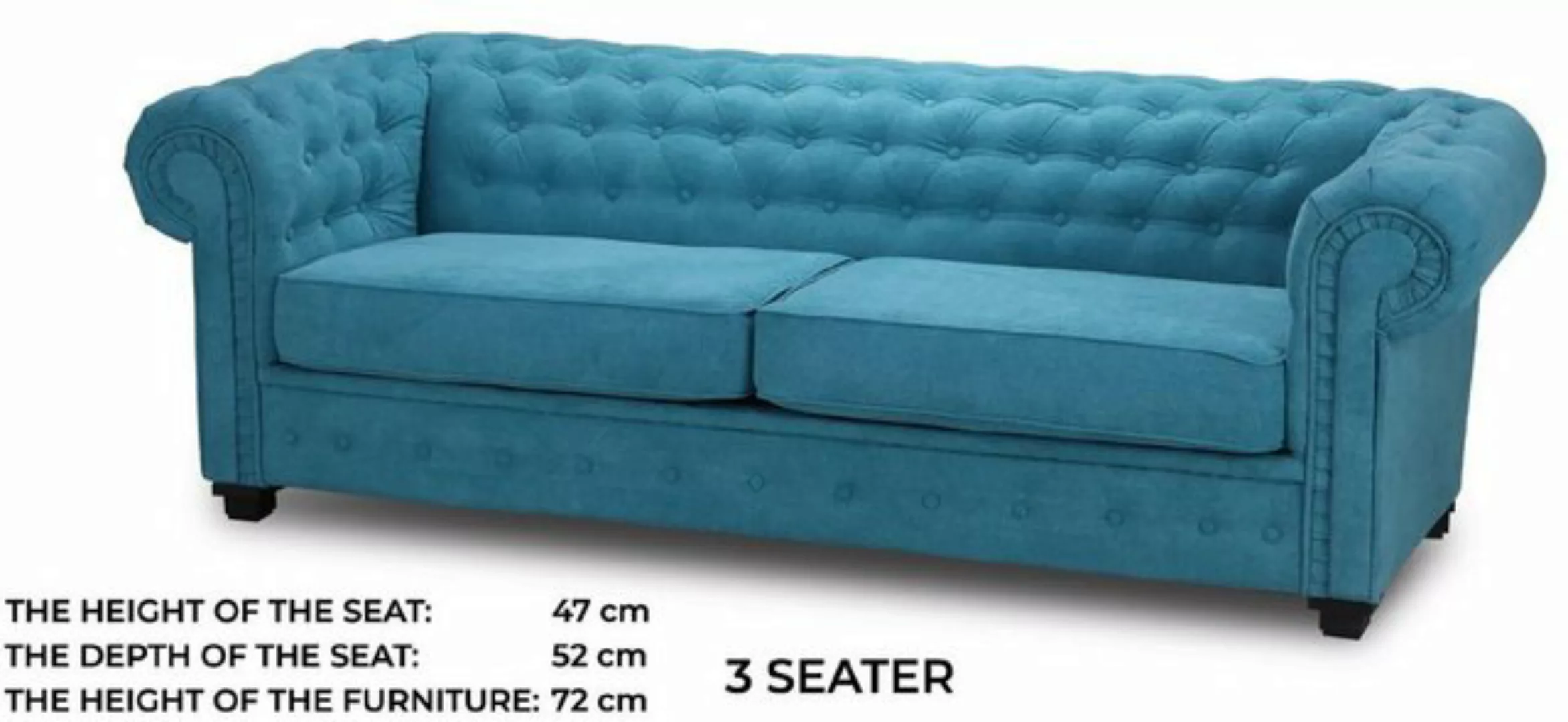 JVmoebel Sofa Blauer Dreisitzer Couch Textil Turkis Sofa Polster Möbel Einr günstig online kaufen