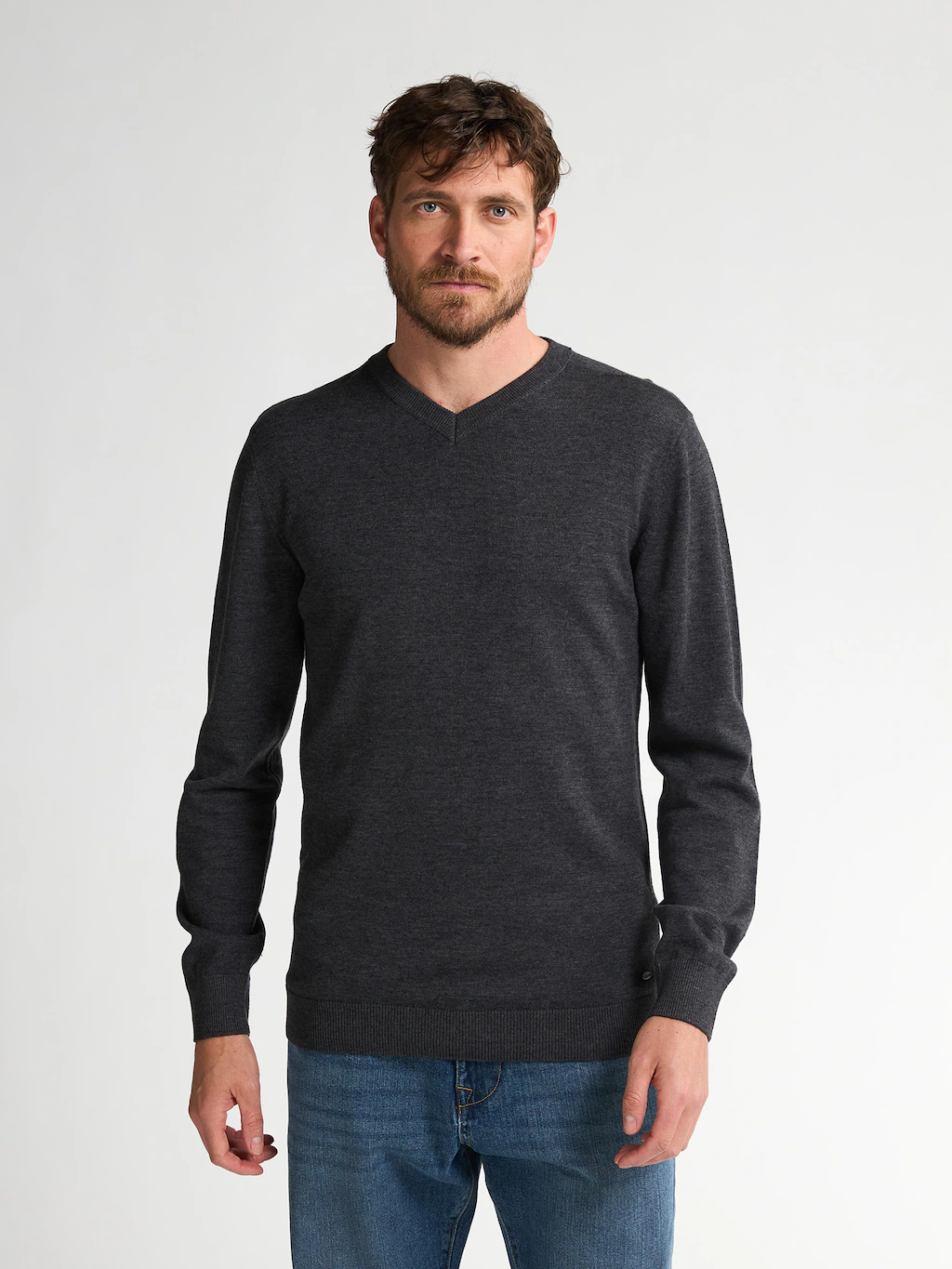 Petrol Industries V-Ausschnitt-Pullover "V-Neck Basi", Materialmix mit Baum günstig online kaufen