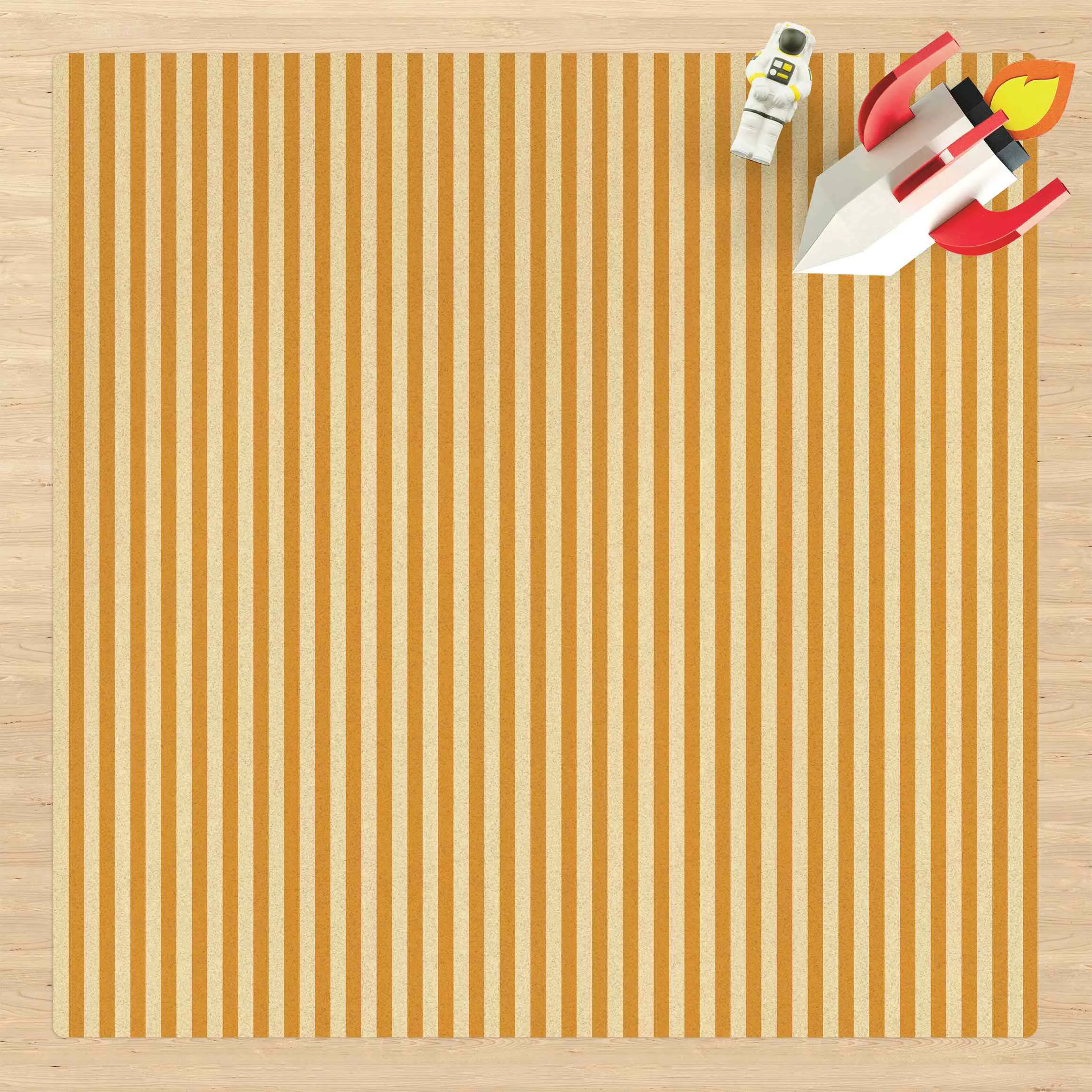 Kork-Teppich No.YK46 Streifen Gelb Beige günstig online kaufen