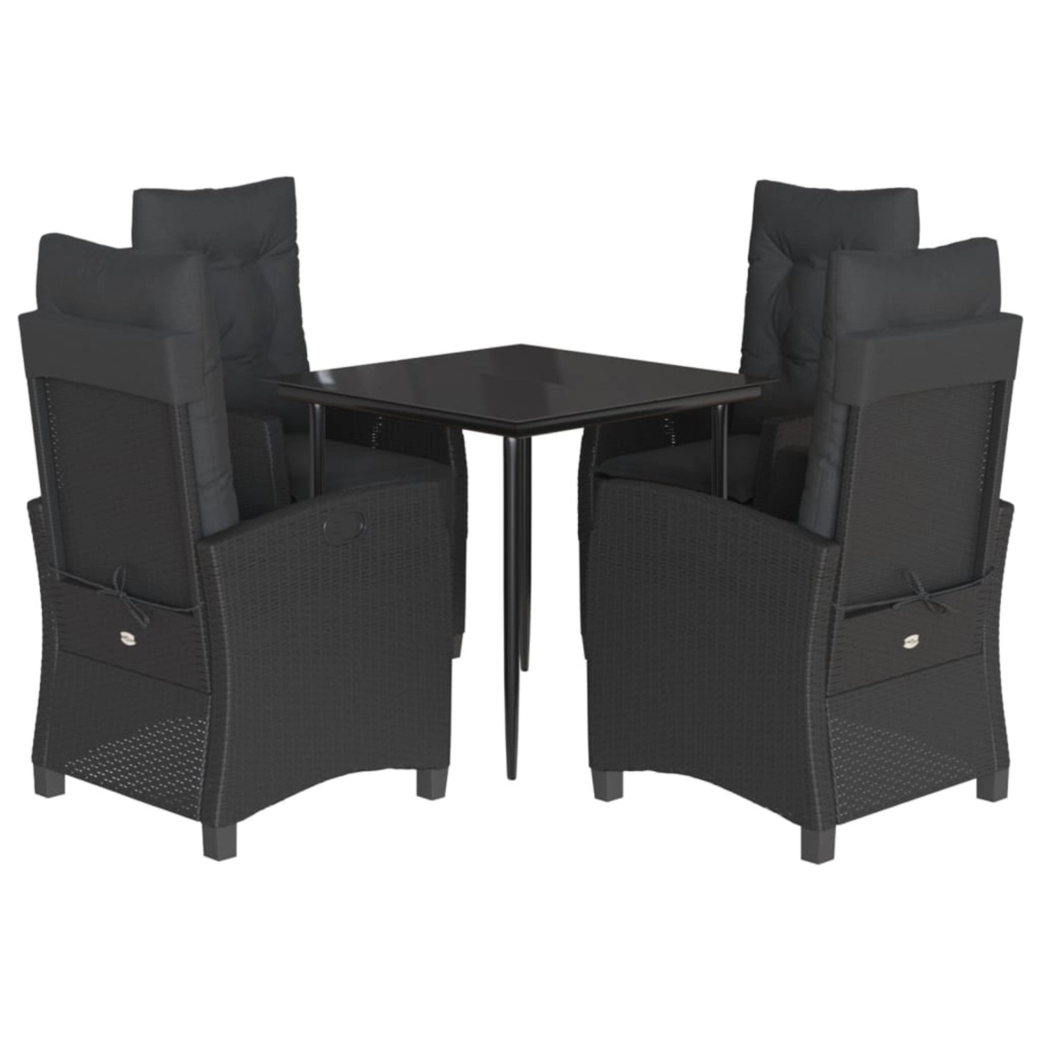 vidaXL 5-Tlg Garten-Essgruppe mit Kissen Schwarz Poly Rattan 3212744 günstig online kaufen