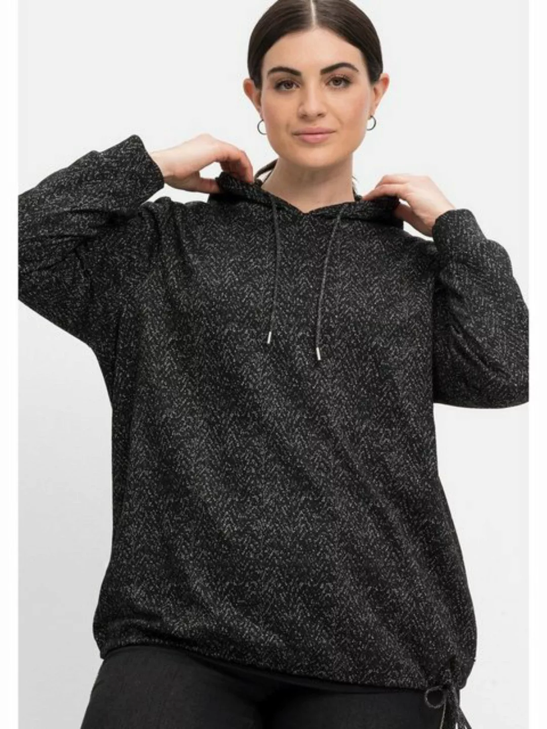 Sheego Kapuzensweatshirt "Große Größen", in Salz-und-Pfeffer-Optik günstig online kaufen