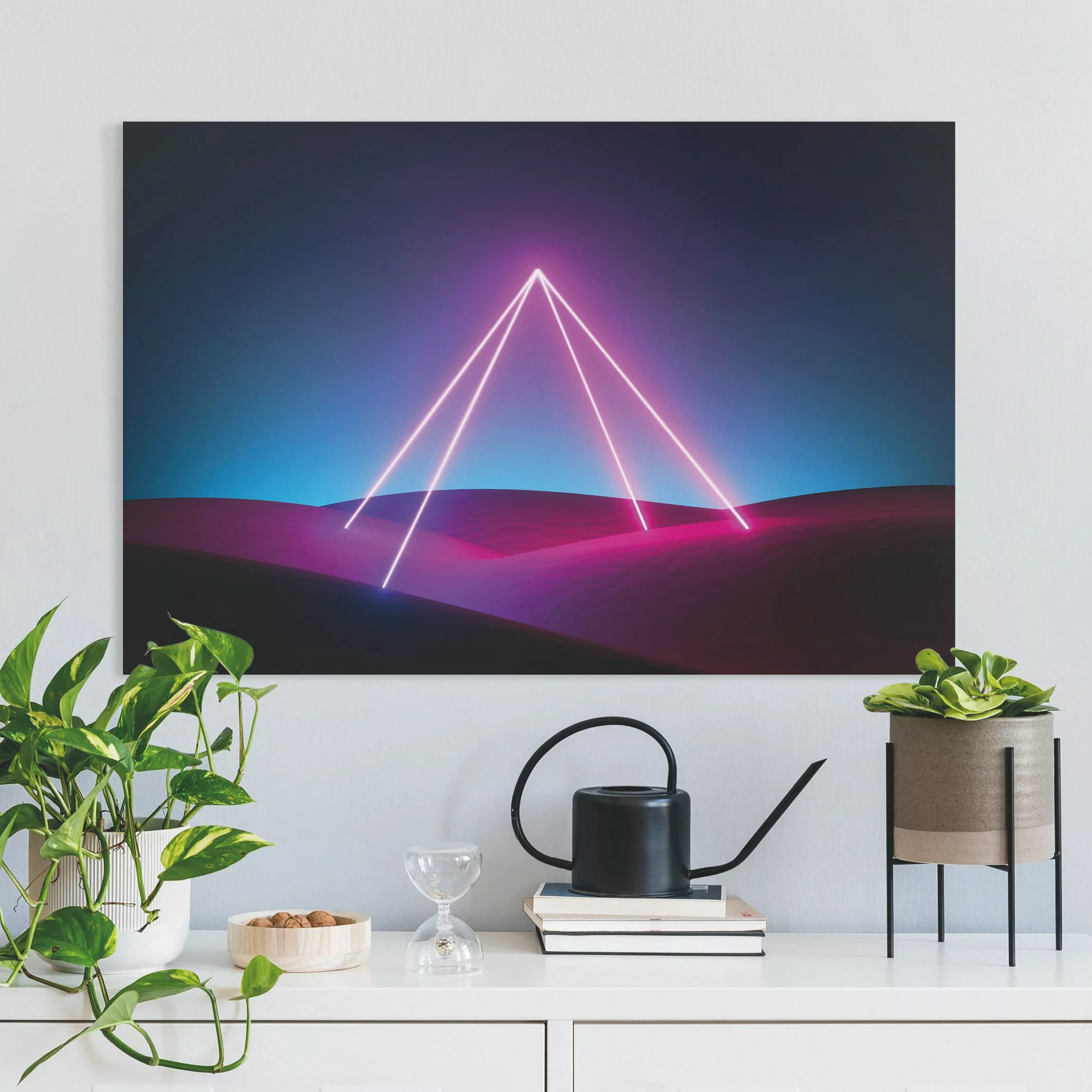 Leinwandbild Neonlichtpyramide günstig online kaufen