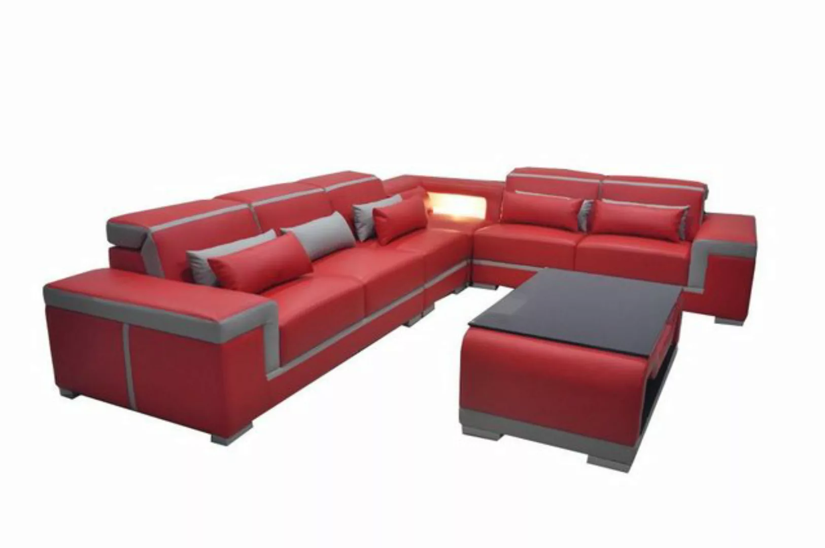 Xlmoebel Ecksofa Leder-Sofa mit USB-Anschluss, Ecksofa-Polstergarnitur mit günstig online kaufen