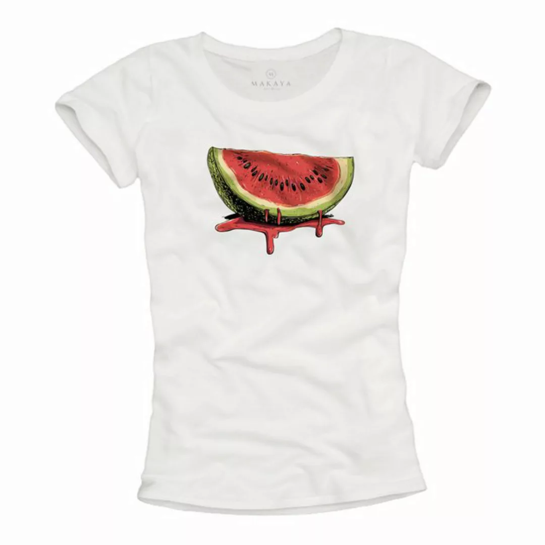 MAKAYA Print-Shirt Damen Kurzarm Früchte Top Wassermelone Lässig Modisch El günstig online kaufen