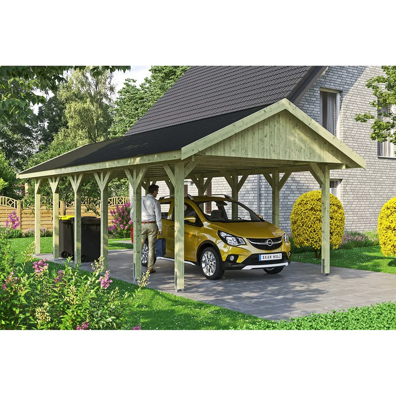 Satteldach-Carport Wallgau 430 x 900 cm schwarze Schindeln günstig online kaufen