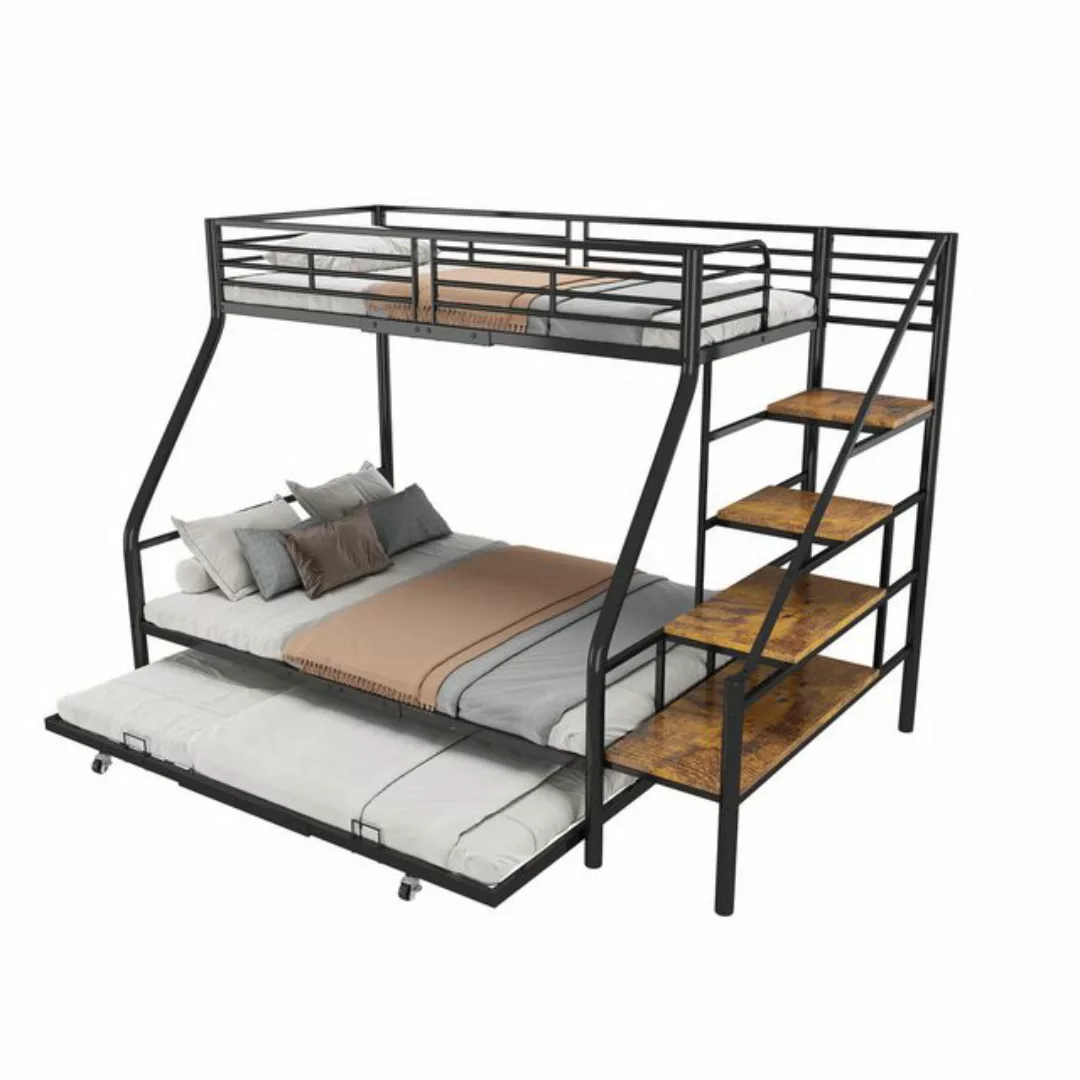 Merax Etagenbett, 90x200cm/140x200cm Kinderbett mit Ausziehbett, Metallbett günstig online kaufen