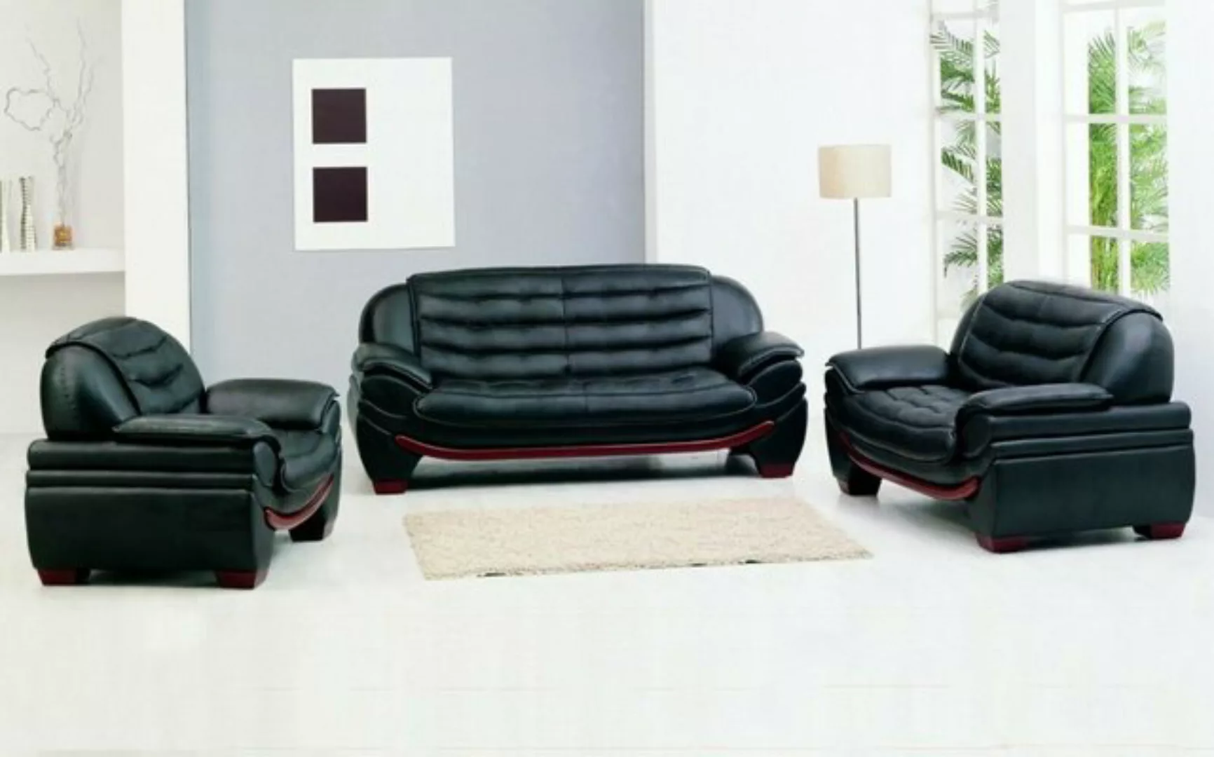 JVmoebel Sofa Sofagarnitur Couch Polster Leder Wohnzimmer Sitz 3+2+1 Set, M günstig online kaufen