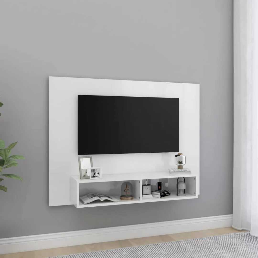 vidaXL TV-Schrank TV-Wandschrank Hochglanz-Weiß 120x23,5x90 cm Spanplatte günstig online kaufen