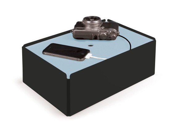 Kabelbox CHARGE-BOX schwarz Leder hellblau günstig online kaufen