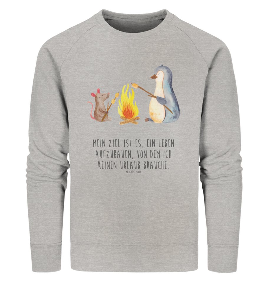 Mr. & Mrs. Panda Longpullover Größe XXL Pinguin Lagerfeuer - Heather Grey - günstig online kaufen