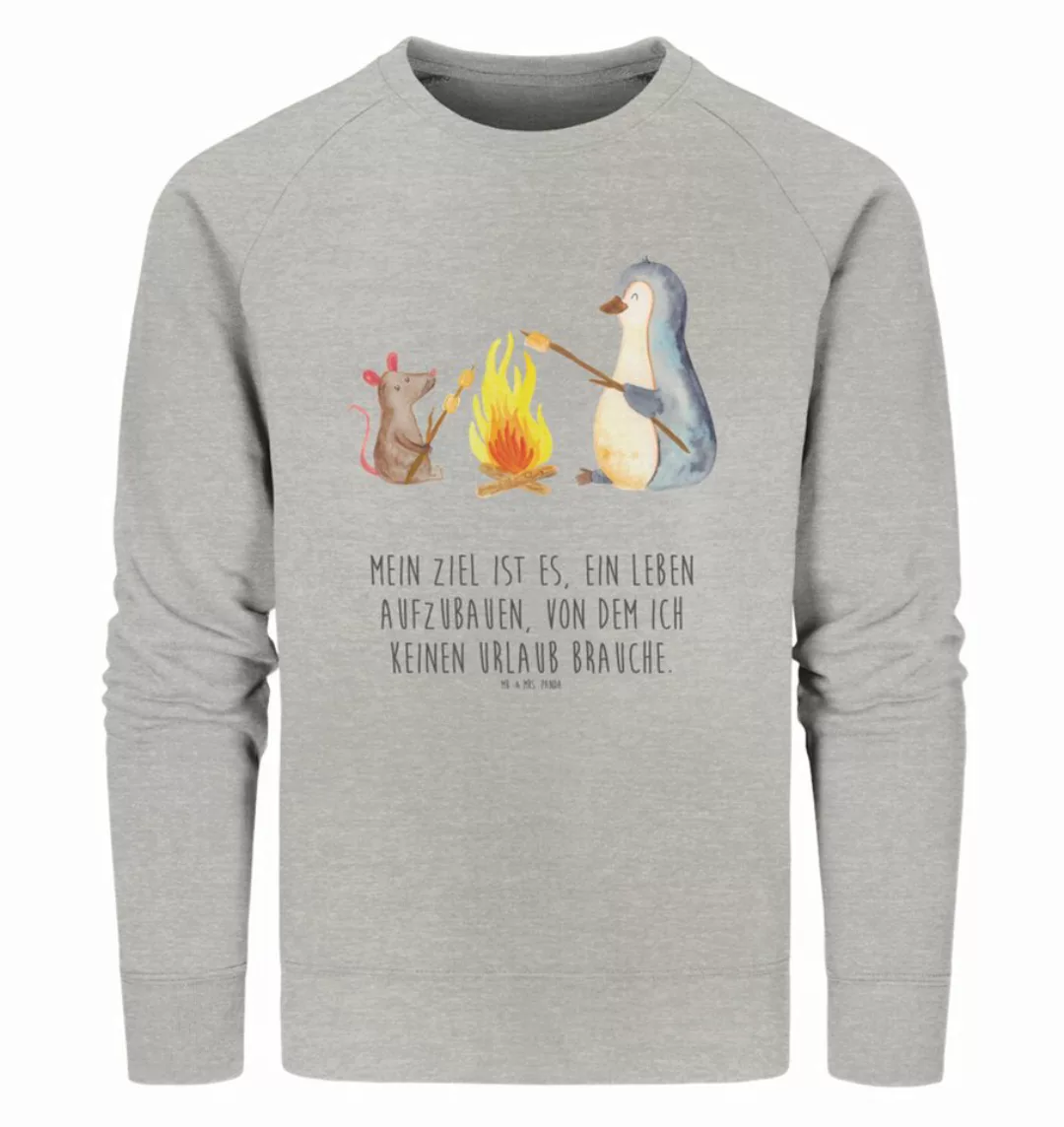 Mr. & Mrs. Panda Longpullover Größe M Pinguin Lagerfeuer - Heather Grey - G günstig online kaufen