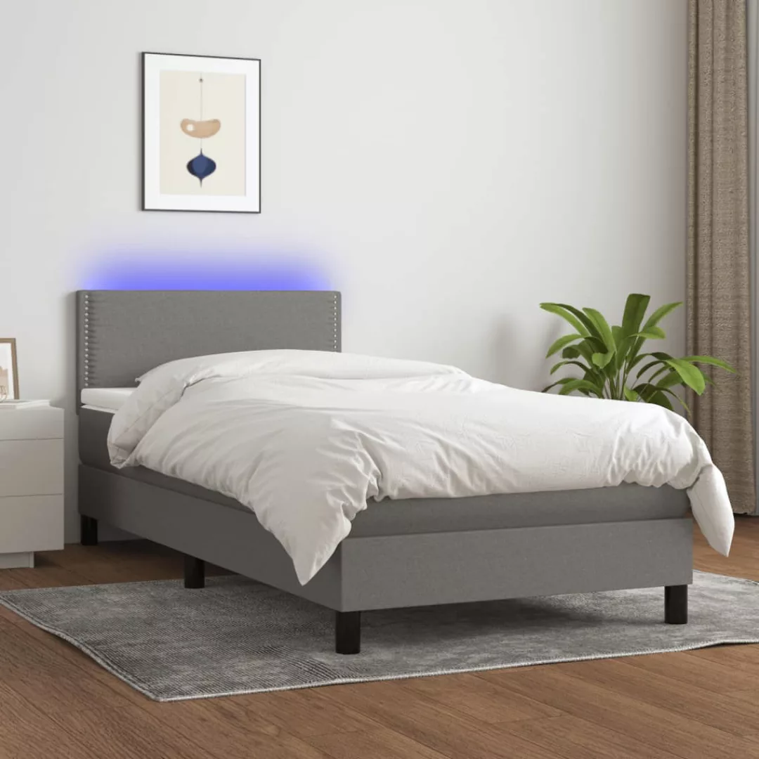 Vidaxl Boxspringbett Mit Matratze & Led Dunkelgrau 80x200 Cm Stoff günstig online kaufen