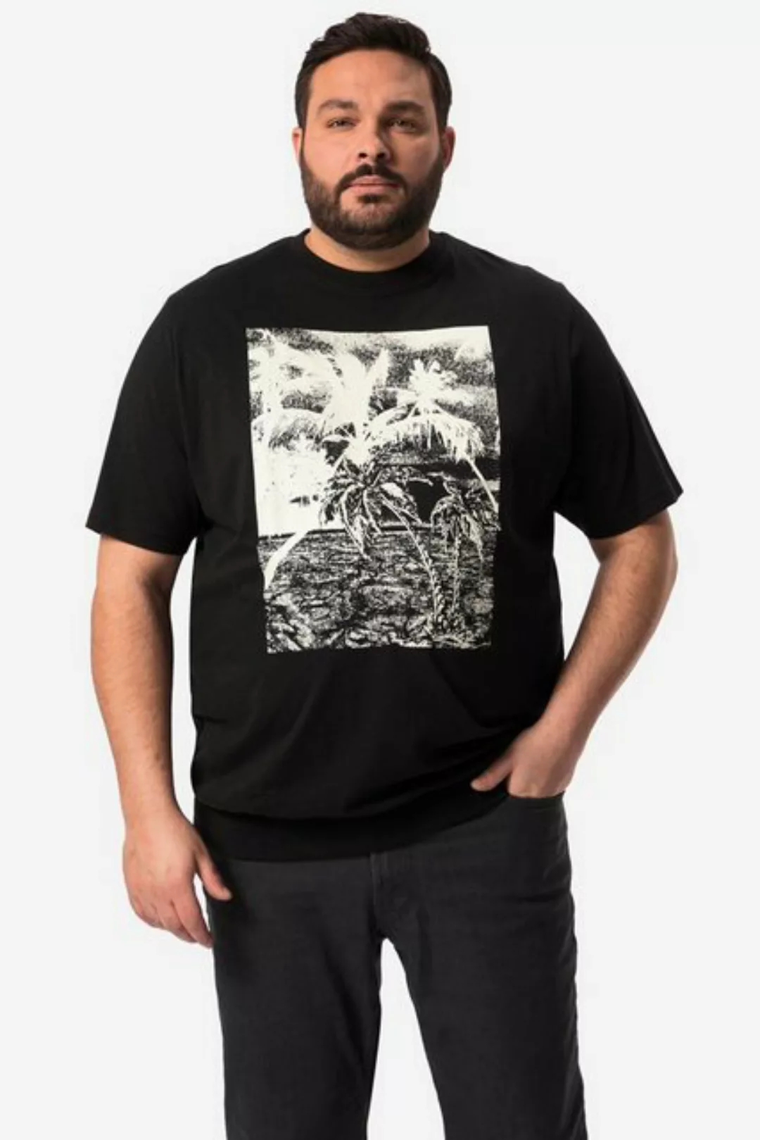 Men Plus T-Shirt Men+ T-Shirt Bauchfit Halbarm großer Print günstig online kaufen