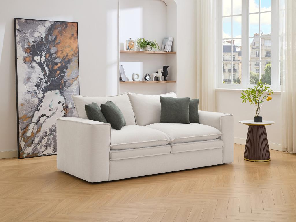 Sofa 3-Sitzer - Stoff - Beige - PORALO günstig online kaufen