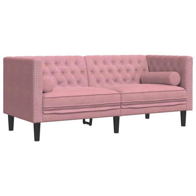 vidaXL Sofa Chesterfield-Sofa mit Nackenrollen 2-Sitzer Rosa Samt günstig online kaufen