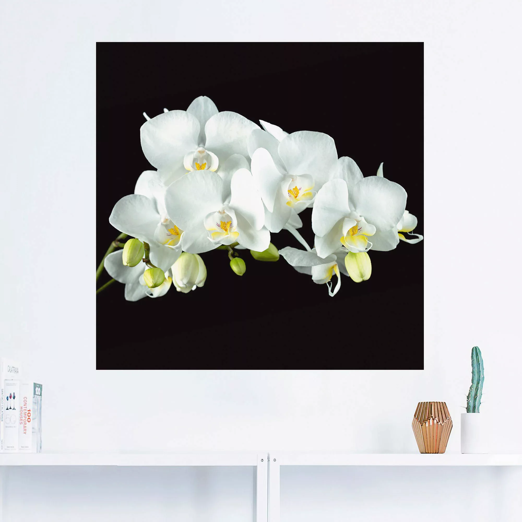 Artland Wandbild »Weiße Orchidee auf schwarzem Hintergrund«, Blumen, (1 St. günstig online kaufen