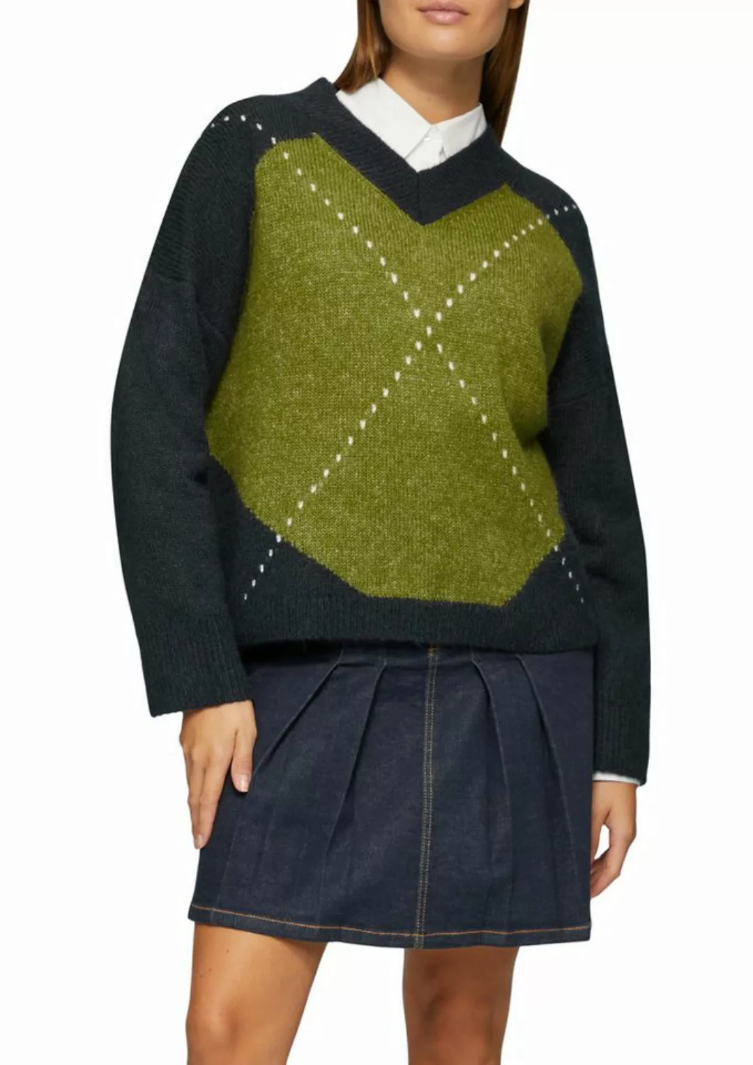 s.Oliver Strickpullover mit V-Ausschnitt und Muster günstig online kaufen