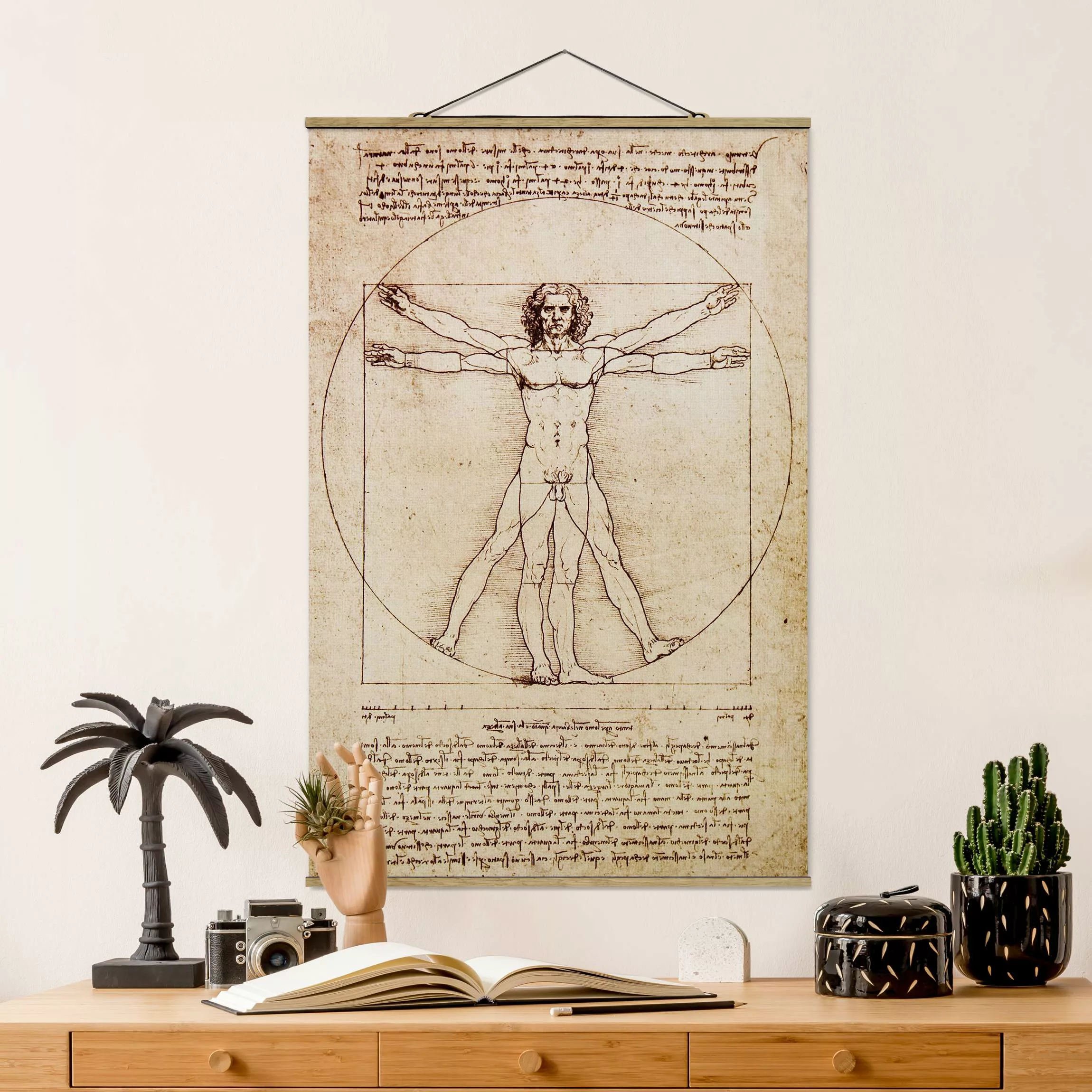 Stoffbild Spruch mit Posterleisten - Hochformat Da Vinci günstig online kaufen