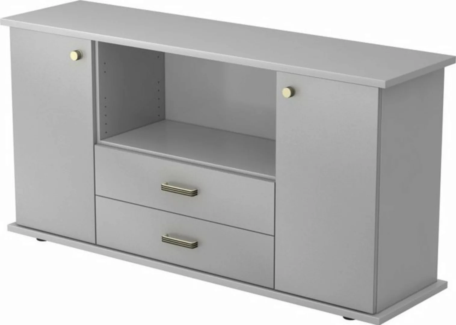 Aktenschrank Sideboard SB 2OH 2 Schübe BxTxH 166,1x44,8x84cm Griff SG Grau/ günstig online kaufen