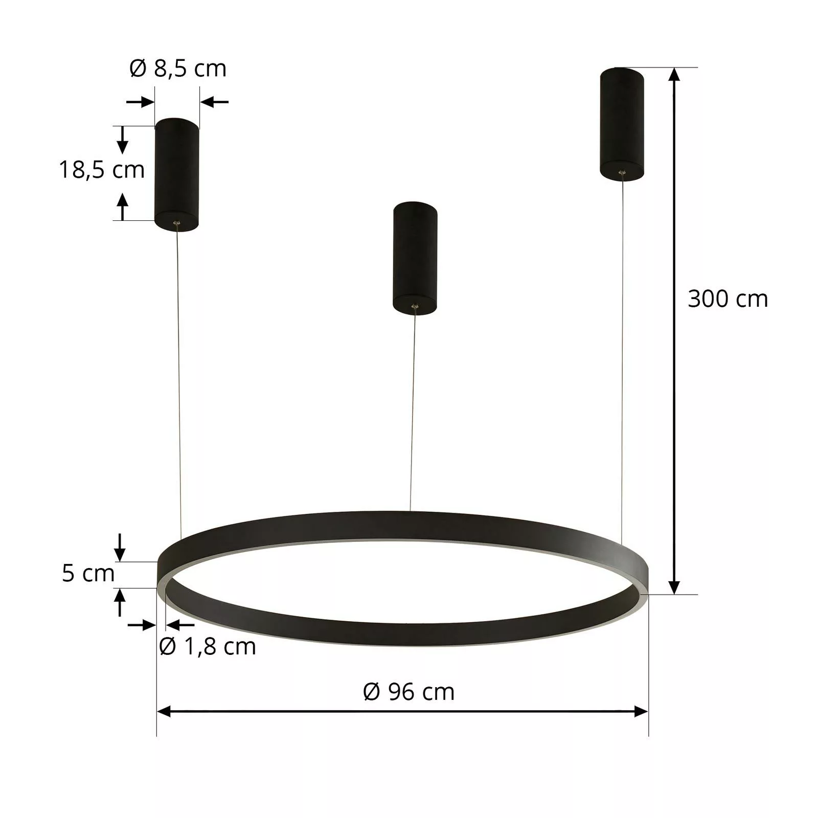 Arcchio Answin LED-Hängeleuchte 70,4 W schwarz günstig online kaufen