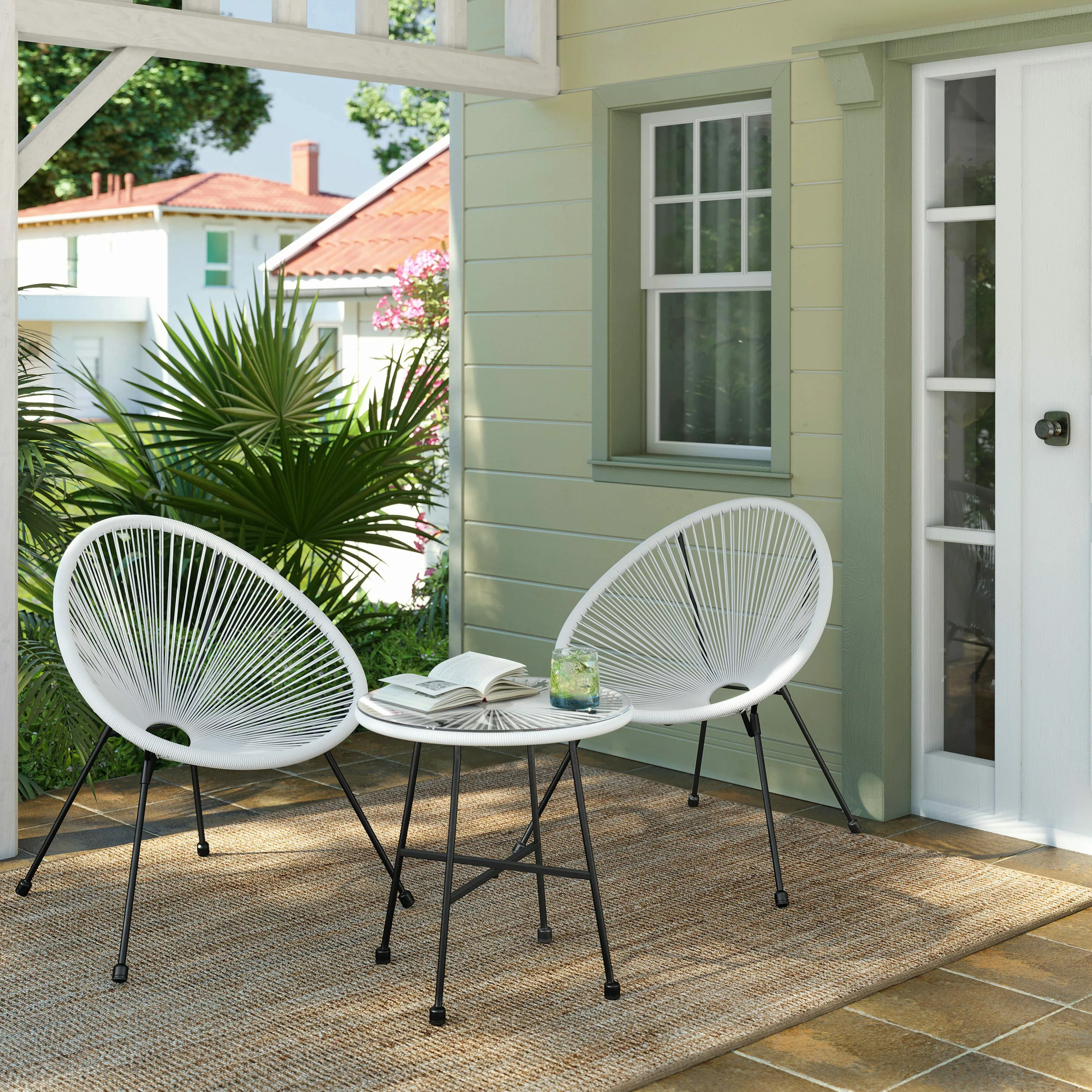 SONGMICS Gartenlounge-Set, (3-tlg., 1 Tisch, 2 günstig online kaufen